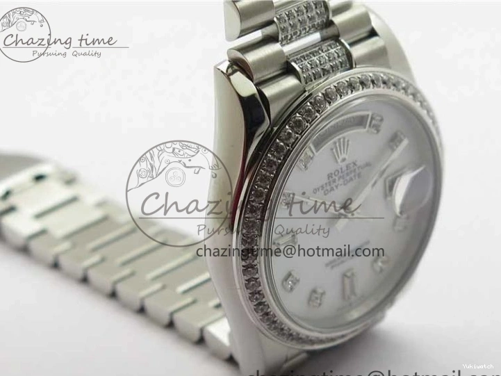 President Dial Crystal SS White Crystal Bracelet MOP on Best SS 128239 Edition Day-Date 36mm Marker A2836 BP 0117
